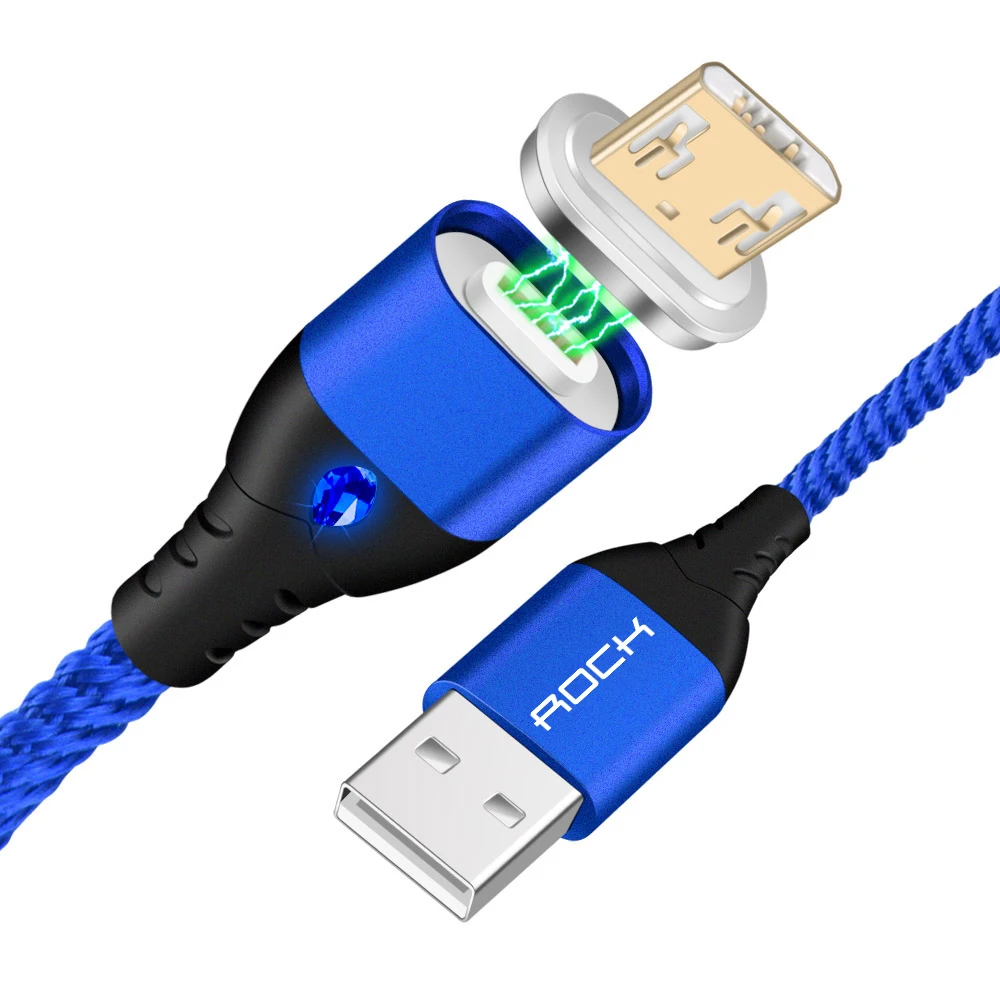ROCK Магнитный кабель 5A супер быстрая зарядка для iPhone samsung Micro USB для Xiaomi type C кабель со светодиодной подсветкой