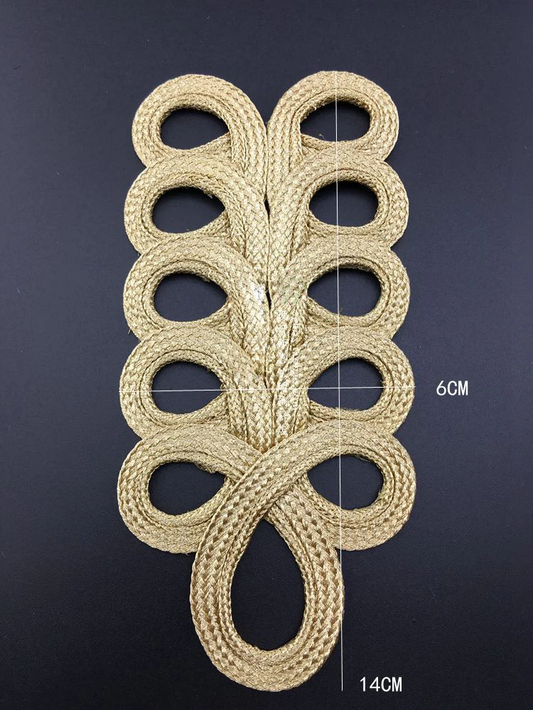 

1 pair 6x14cm wide gold braid tapes clothes pocket appliques patches buttons t32w42 free ship