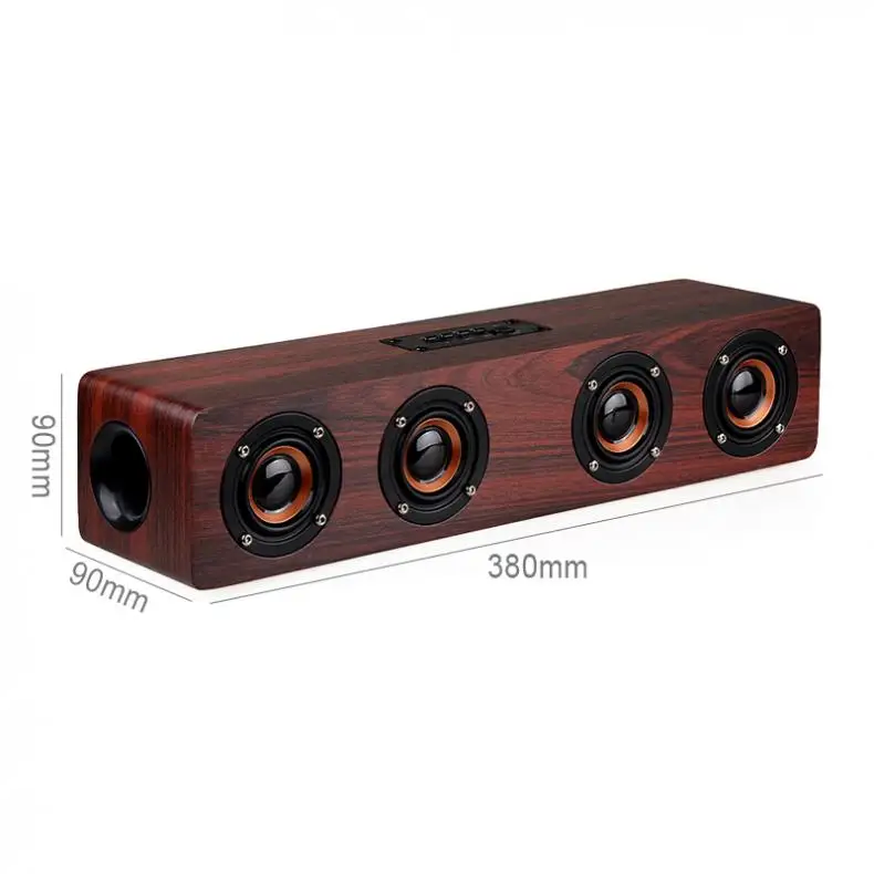 W8 4Horns 12W Wooden Wireless Bluetooth Speaker with TF Card Playback and AUX Wired Connection for Smartphone / PC / Television