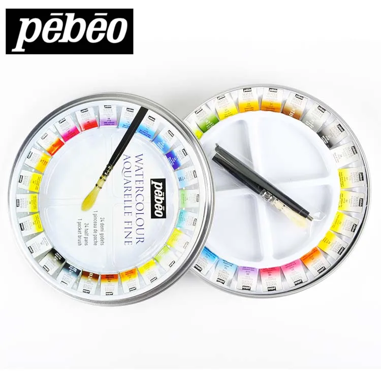 PEBEO акварель AQUARELLE тонкие твердые набор акварельных красок круглый металлический