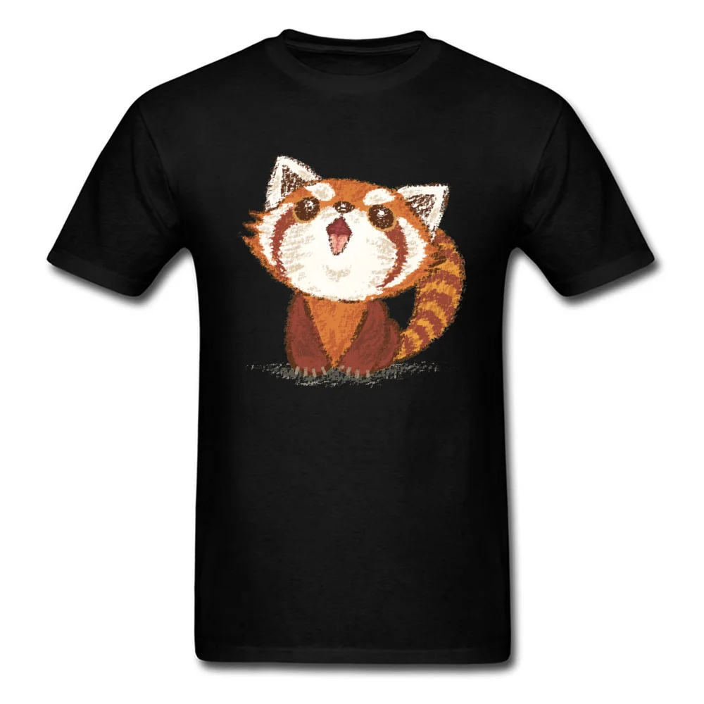 Red panda happy 16438 Faddish Normal Tops Tees O-Neck Mother Day Cotton Short Sleeve T-shirts for Men Slim Fit Clothing Shirt Red panda happy 16438 black