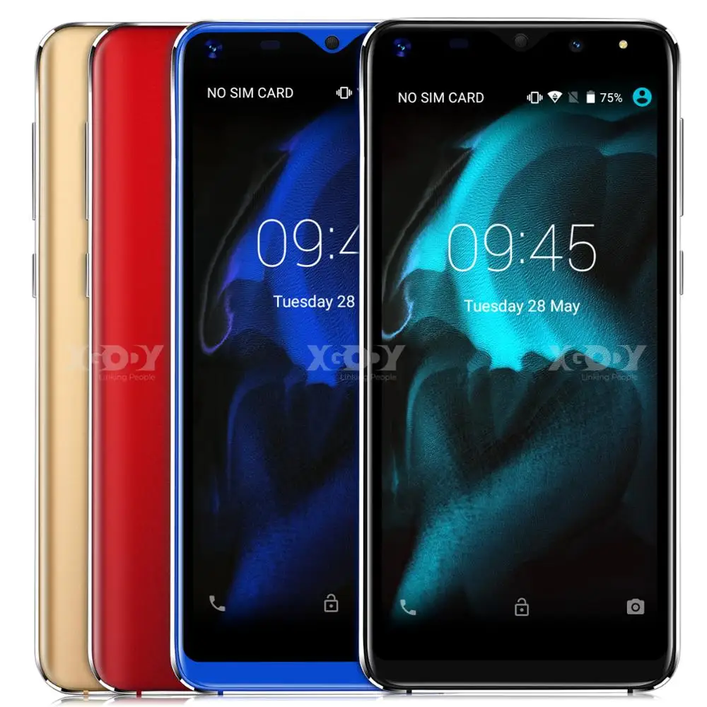 Xgody Mate20 Mini teléfono inteligente Quad Core Android 9,0 de 2500 mAh teléfono móvil 1 GB + 16 GB 5,5 pulgadas de pantalla 19:9 teléfono Móvil Cámara Dual 3G