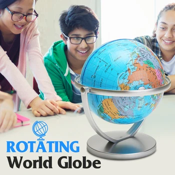 

18cm Modern English Geography World Globe Rotating World Map Ornaments for Home Office Decor Craft Children Educational Gifts