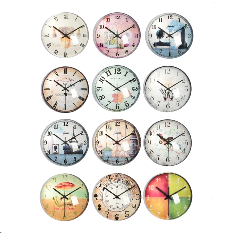

10-30pcs 10mm-30mm Round Handmade Clocks And Watches Photo Glass Cabochons Base Setting Jewelry Charms Accessory No.1012