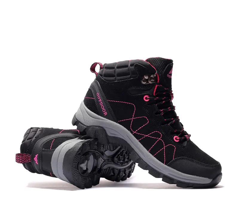 Outdoor Waterproof Hiking Boots Women High-top Anti-skid Winter Warm Mens Boots Professional Mountain Climbing Trekking Shoes