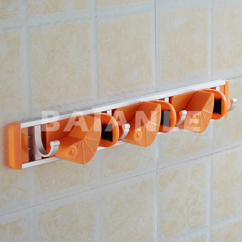 Новая популярная кухонная настенная вешалка для хранения 2-4 положения алюминиевая Ванная комната тряпка для швабры щетка метла Органайзер