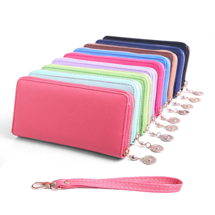 

High Quality Women Wallets Dull Polish Leather Wallet Double Zipper Day Clutch Purse Wristlet Portefeuille Carteira Feminina