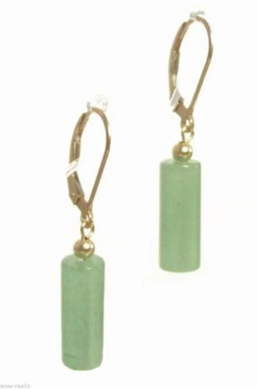

PRETTY LADY'S GREEN JADE GOLD PLATED LEVER BACK EARRINGS EARDROP