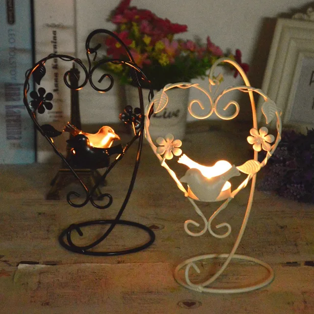 Heart Shape Candlesticks Vintage Candle Holder Birdcage Lantern