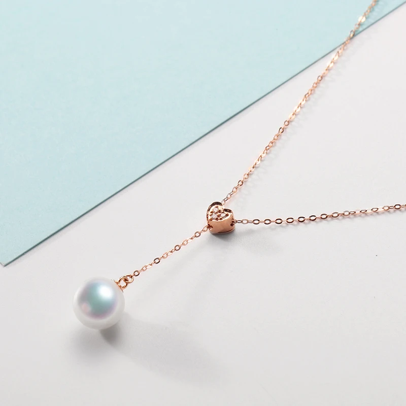 Angeperle 18 К золотой жемчуг кулон fine jewelry натуральный морской Цепочки и ожерелья