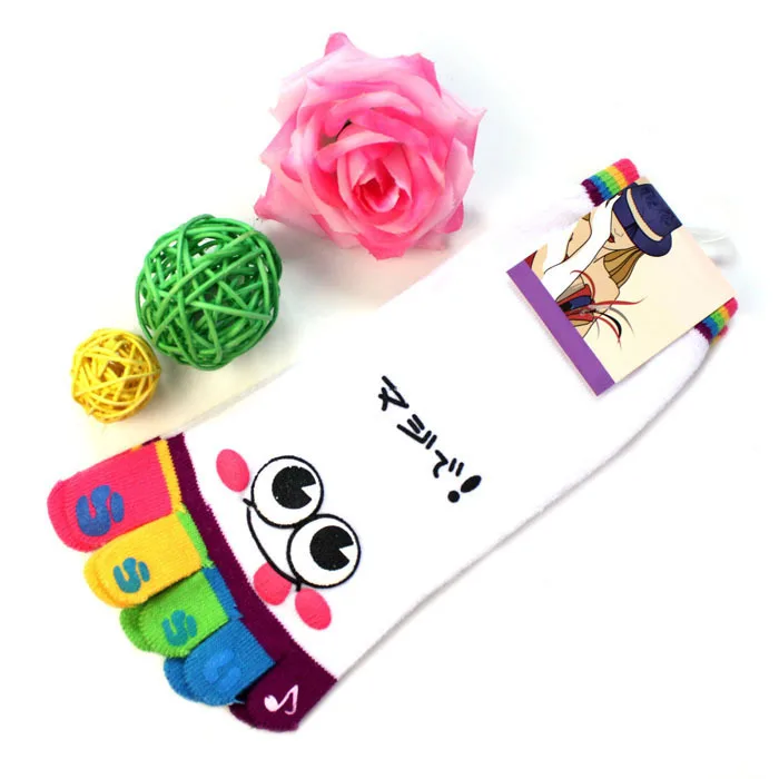 Дизайн Womail; Модные женские и девичьи короткие носки со смайликами и пятью пальцами с японскими буквами; June29; Прямая поставка; fed30 - Цвет: B