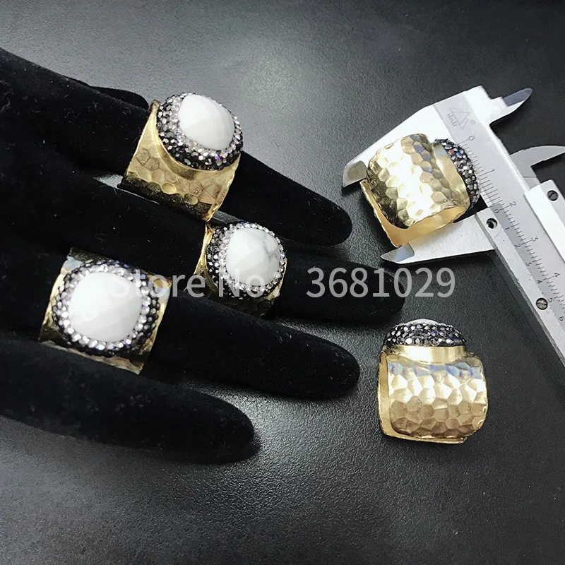 

Street fashion trend and texture 24K gold ring opening round fan Bai-song lovers ring