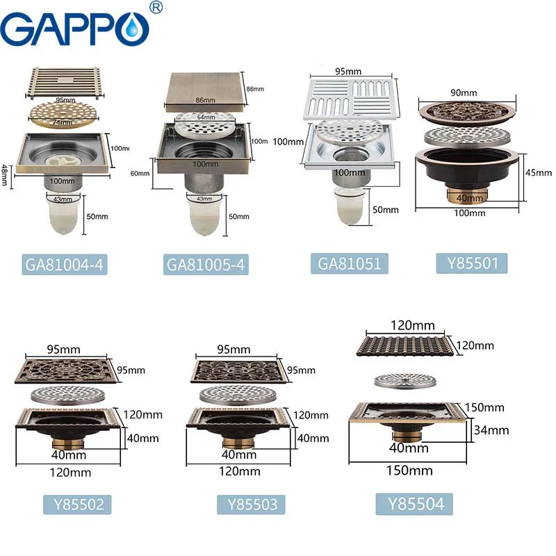 GAPPO стоки ванная комната трап душ fioor крышка античный медный душевой трап дренаж для ванной и душа