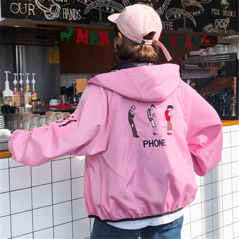 Модная женская куртка 2019 Harajuku свободная Двусторонняя весенняя с капюшоном