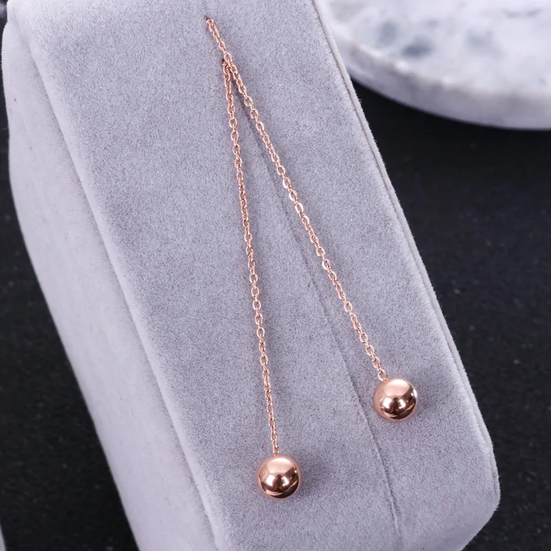 

HFYK New Rose gold line long earrings stainless steel drop earrings for women pendientes mujer oorbellen hangers orecchini donna