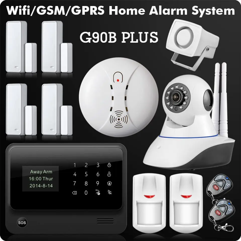 GS-G90B WiFi GPRS GSM Wireless Alarm System Home Security Sensor Detector 433MHz