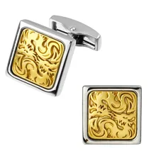 A pair of high quality brass material golden square dragon-shaped pattern cufflinks fashion men’s shirts cufflinks sculpture