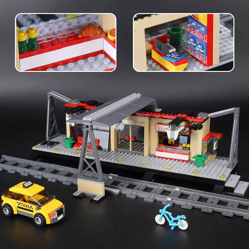 

IN STOCK XYTMC 02015 City Trains Train Station with Rail track Taxi 456Pcs LEPIN Building Block Set Boys Model Brick Toy 60050