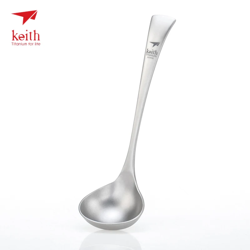 

Keith Titanium Soup Spoon Household Thickeness Long Handle Tableware Porridge Stew Sauce Wine Deep-bowled Ladle Scoop Gadget