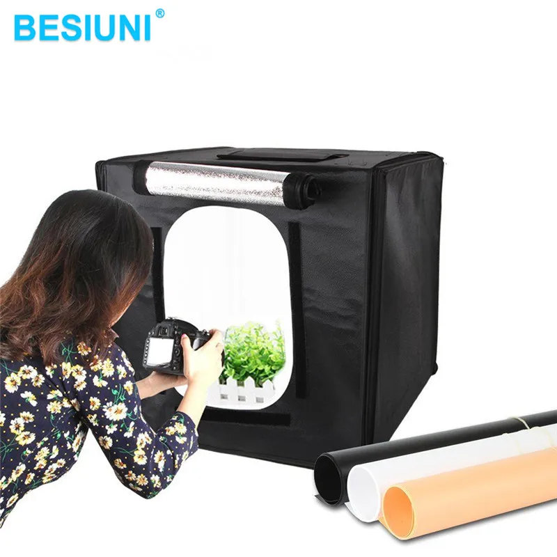 

BESIUNI 40*40cm LED Photo Studio Softbox Mini Portable LED Photography Studio Light Diffuser Soft Box Tent Kit