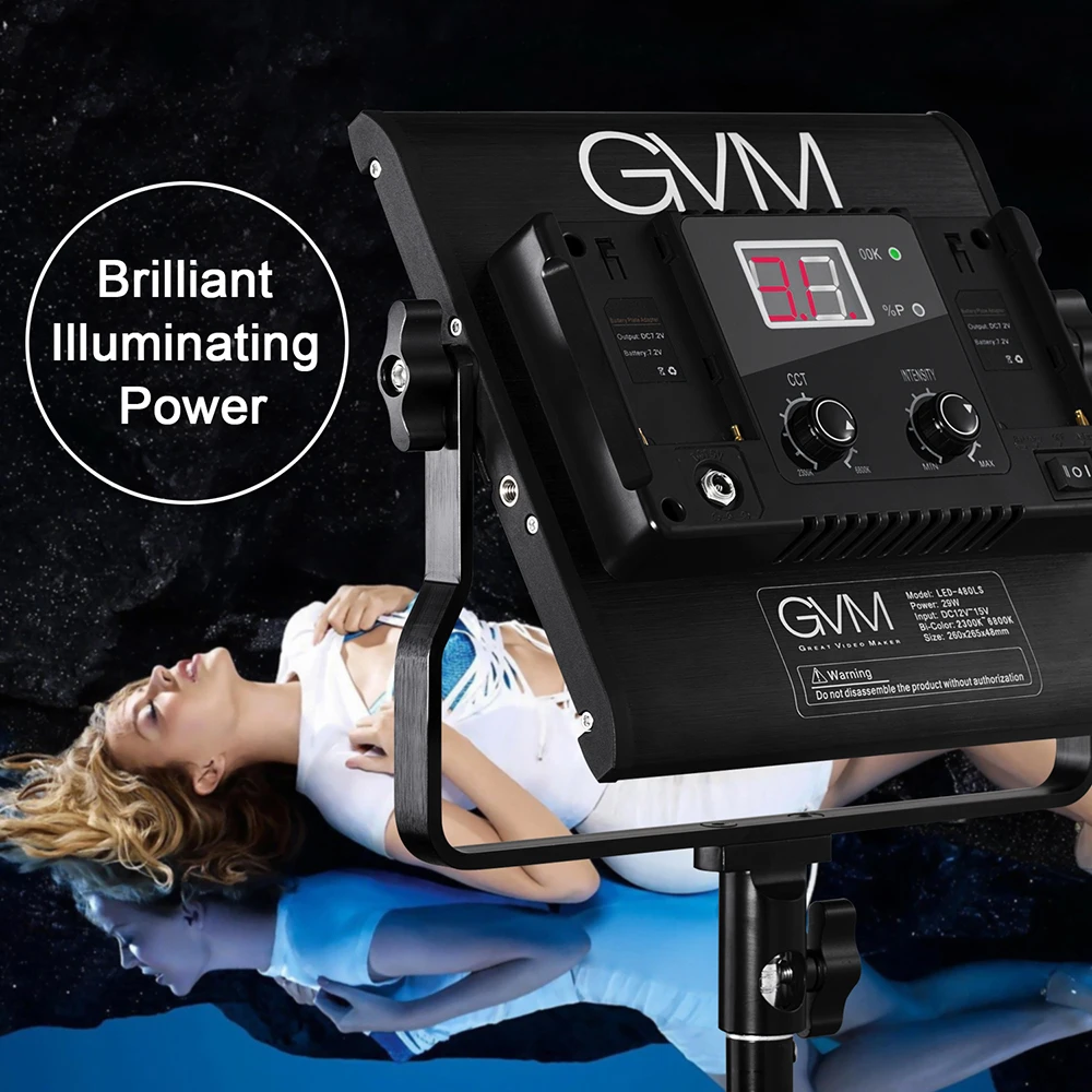 

GVM 480LS 29W Photo LED Studio Light Panel CRI97+ 480 LED Beads Dimmable 2300~6800K for Photography Lighting