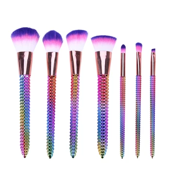 

7Pcs Colorful Handle Makeup Brushes Set Face Powder Foundation Blending Blush Eyeshadow Eyebrow Eyeliner Cosmetic Brushes Tools