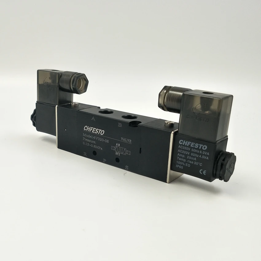 

4V320-08 AC220V пневматический Соленоидный клапан 1/4 ''5/2 ходовой клапан