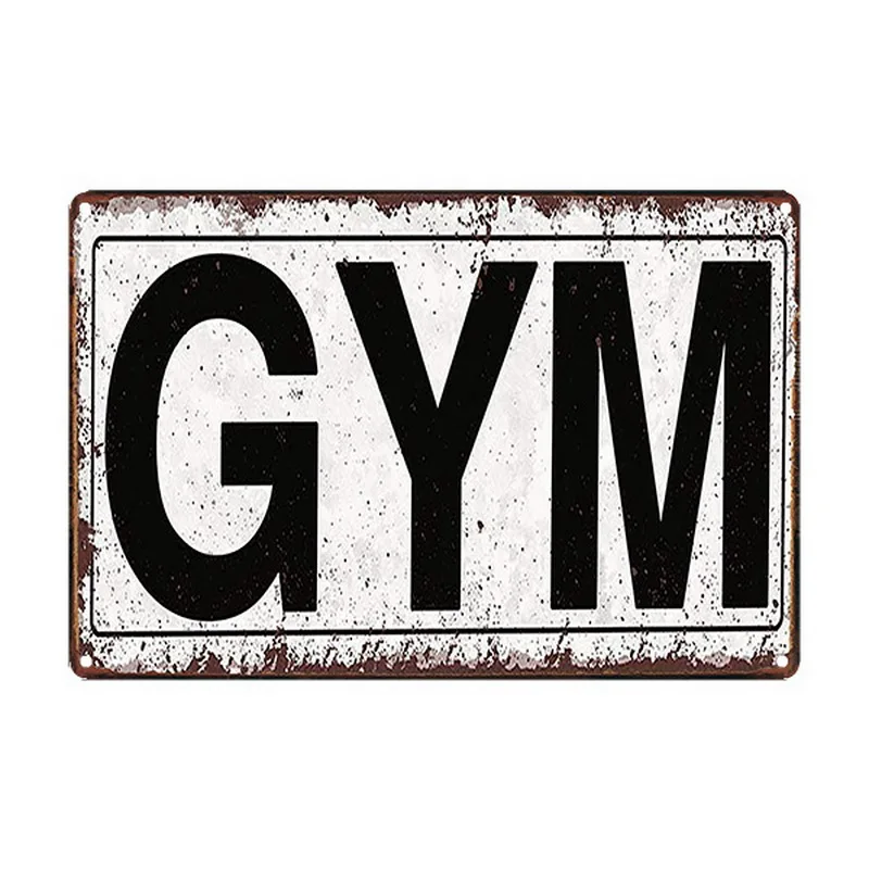 

Retro GYM Plaque Metal Sport Signs Painting Fitness Exercise Poster Vintage Wall Art Sticker Decor Notice Photo Display 20x30cm
