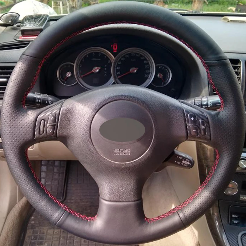 Black Genuine Leather Car Steering Wheel Cover for Subaru Forester 2004-2006 Outback 2004 2005 Legacy | Автомобили и мотоциклы