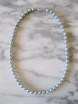 

charming 9-10mm tahitian silver grey pearl necklace 18inch 925s