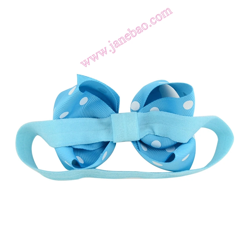 

free shipping 120pcs 4.5'' Children Bow knot ribbon Elastic Headband Kids Headband Cute Ribbon Polka Dot Hair Bow Accessories