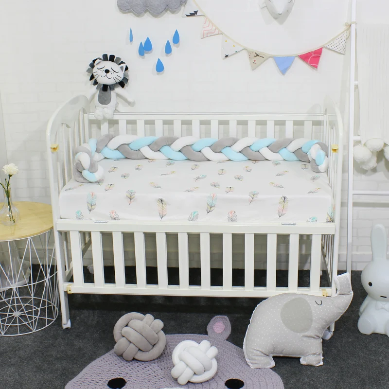 Детский бампер смешанных цветов, тканая плюшевая подушка, защита для кроватки для новорожденных, декор для детской комнаты, длина от промежности до кроватки 200 см
