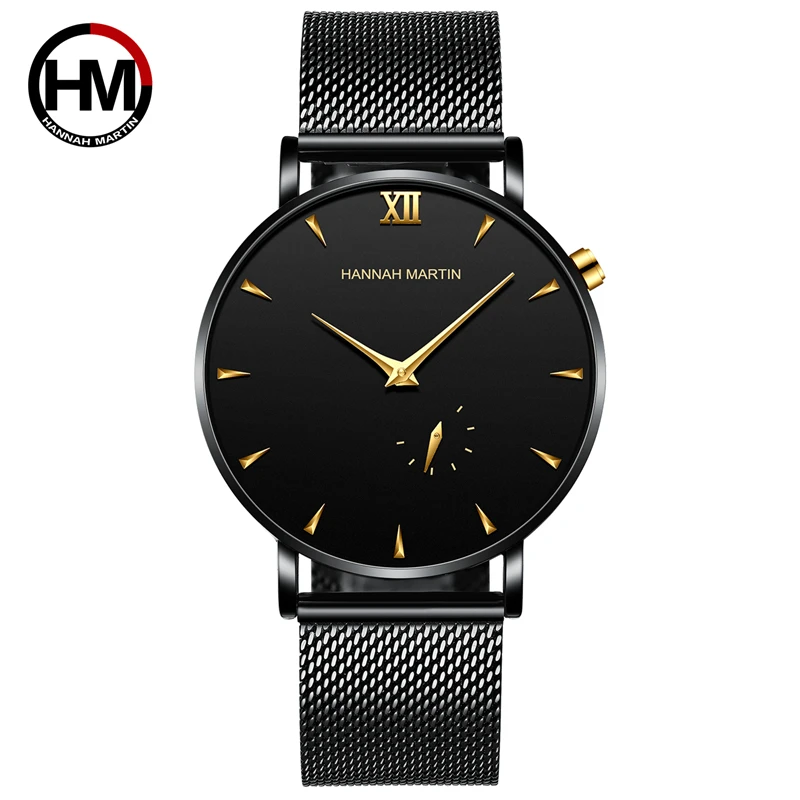 

Men's Black Stainless Steel Mesh with Waterproof Ultra-thin Two-pin Quartz Watch Men Relogio Masculino Erkek Kol Saati