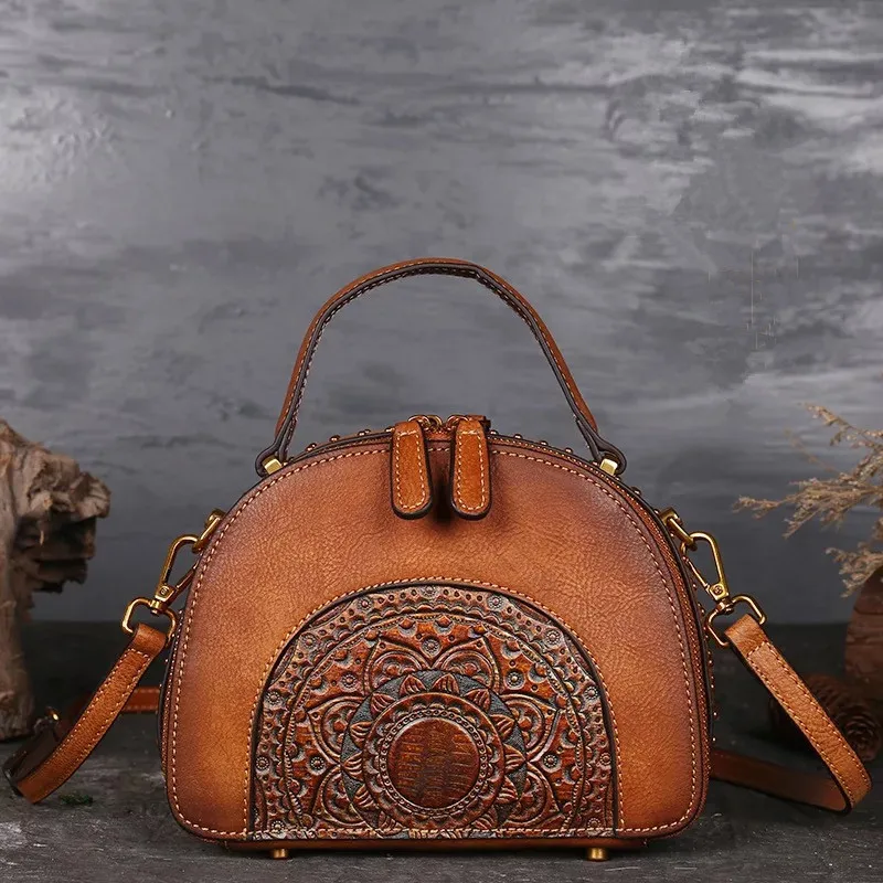 

Handmade Flower Shell Handbag 3D Designer Flowers Genuine Leather Retro Women Bag Small Elegant Fashion Tote Bags