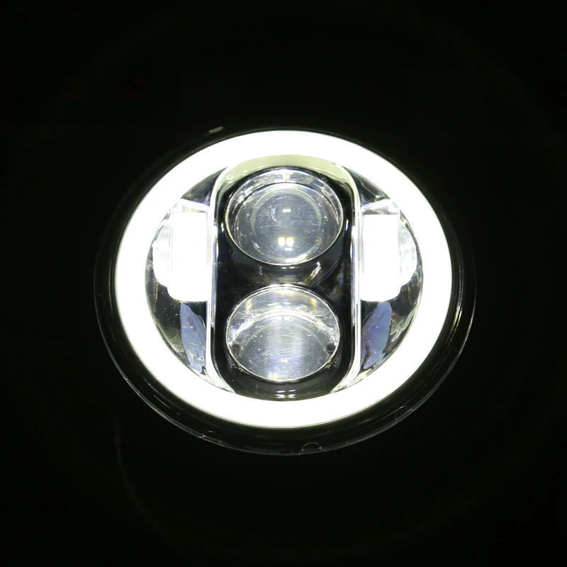 

5.75" Motorcycle H4 Hi Lo Beam 5 3/4" LED Headlight with Angel eyes Halo for Harley Sportster Iron 883 1200 Dyna Street Bob FXDB