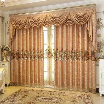 

Fine Embroidered Luxury Europe Floral Valance Curtains For living Room Bedroom Tulle Window Treatment Drapes Home Decor