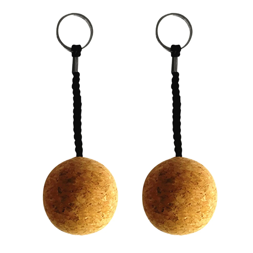 

2x 5cm/2' Lightweight Floating Cork Keyring Water Wooden Ball Marine Sailing Boat Kayaking Canoeing Rafting Surfing Accessories