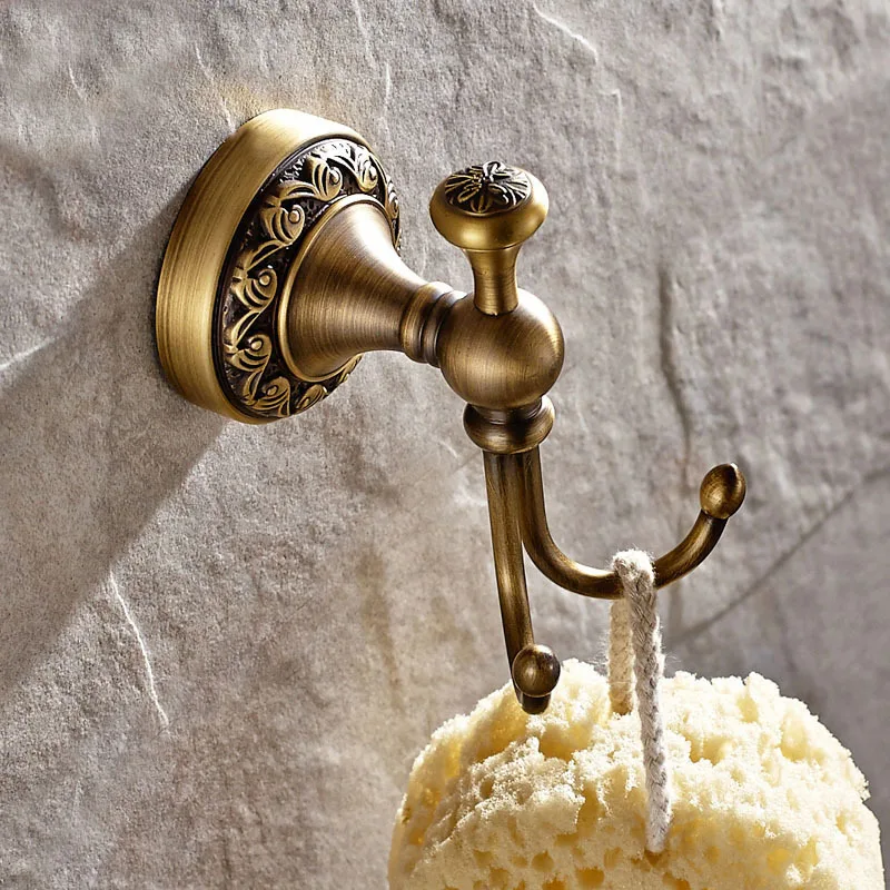 Europe Solid Brass Coat Hooks Antique Gold Clothes Polish Bathroom