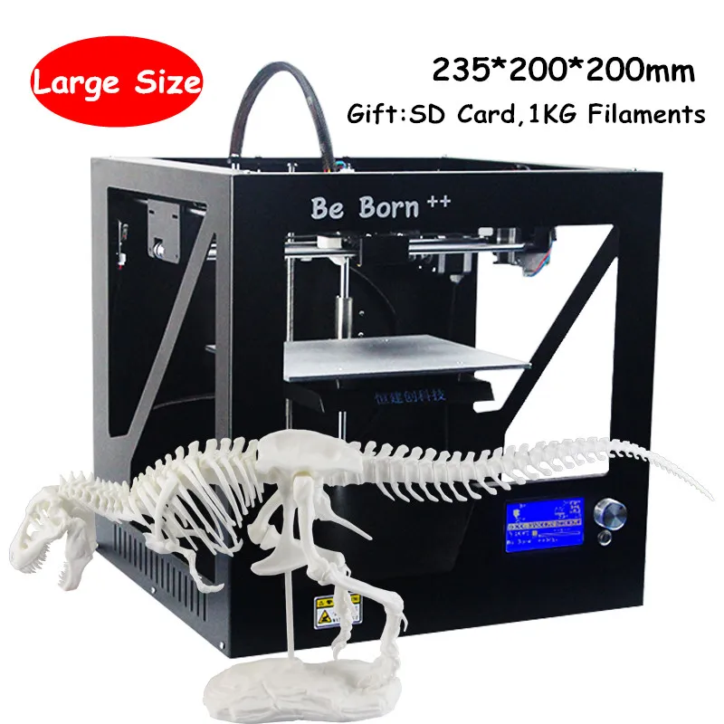 Beste DHL Gratis Draagbare Geboren Worden Plaatwerk Doos Type 3D Printer Met Gratis Filament Lijn Off line Afdrukken 3D Printer Met LCD Screen