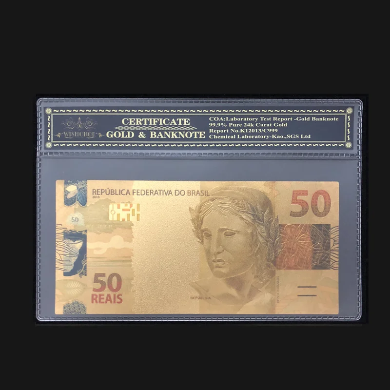 

Best Products For Brazil Banknotes 50 Real Dollars Banknote With COA Frame For Collections Currency Crafts