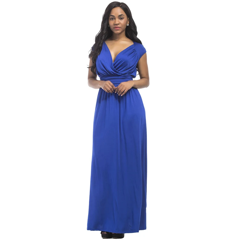 SEXY Long Party Dress Women Sleeveless Tank V-Neck Ruched Clubwear Maxi Black Red Blue Tunic Elegant Vestido De Festa | Женская одежда