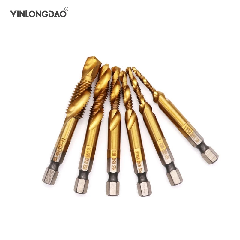 

Drillpro 6pcs/set Hand Tap Drill Hex Shank HSS Screw Spiral Point Thread Metric Plug Drill Bits M3 M4 M5 M6 M8 M10 Hand Tools