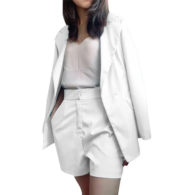 2019 Autumn New 2 Pcs Women Casual Office Lady Sets Business Formal Suits Elegant Shorts + Coats Outwear Suits #E10 (19)