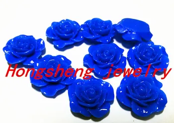 

20mm 100pcs/lot royal blue color resin rose flower (back perforation) for chunky beads necklace jewelry making