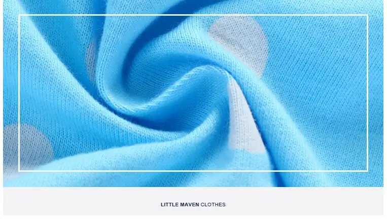 Little Maven/детская брендовая детская одежда для девочек Новинка осени для девочек хлопок Длинные рукава в горошек цвет небесно-синий ткань Единорог Футболка 50899