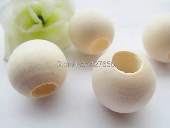 

100pcs 25mm Unfinished Barrel Ball Natural Wood Spacer Beads Charm Finding,Middle Large Hole ,DIY Accessory Jewellry Making