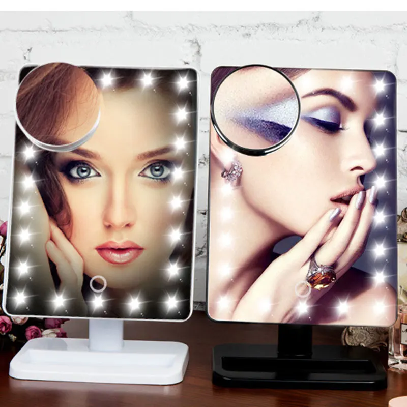 10X Magnification 20 LED Double Side Foldable Makeup Mirror Table