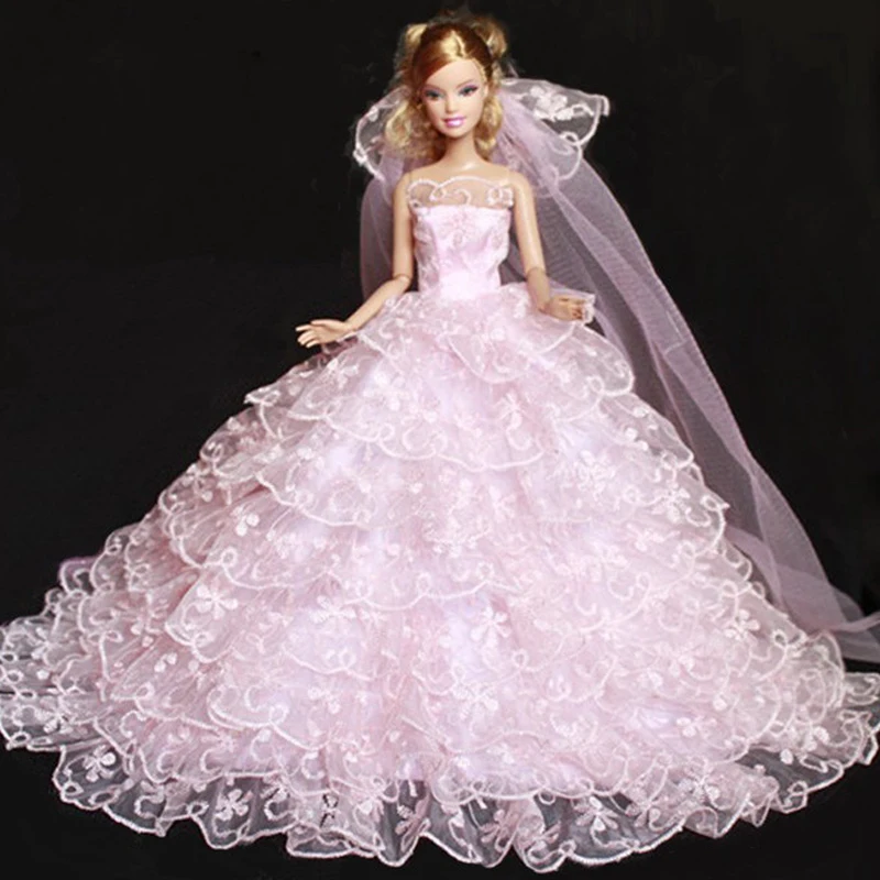 Handmade fashion Barbie princess skirt eight dolls wedding doll evening dress for Children's toy