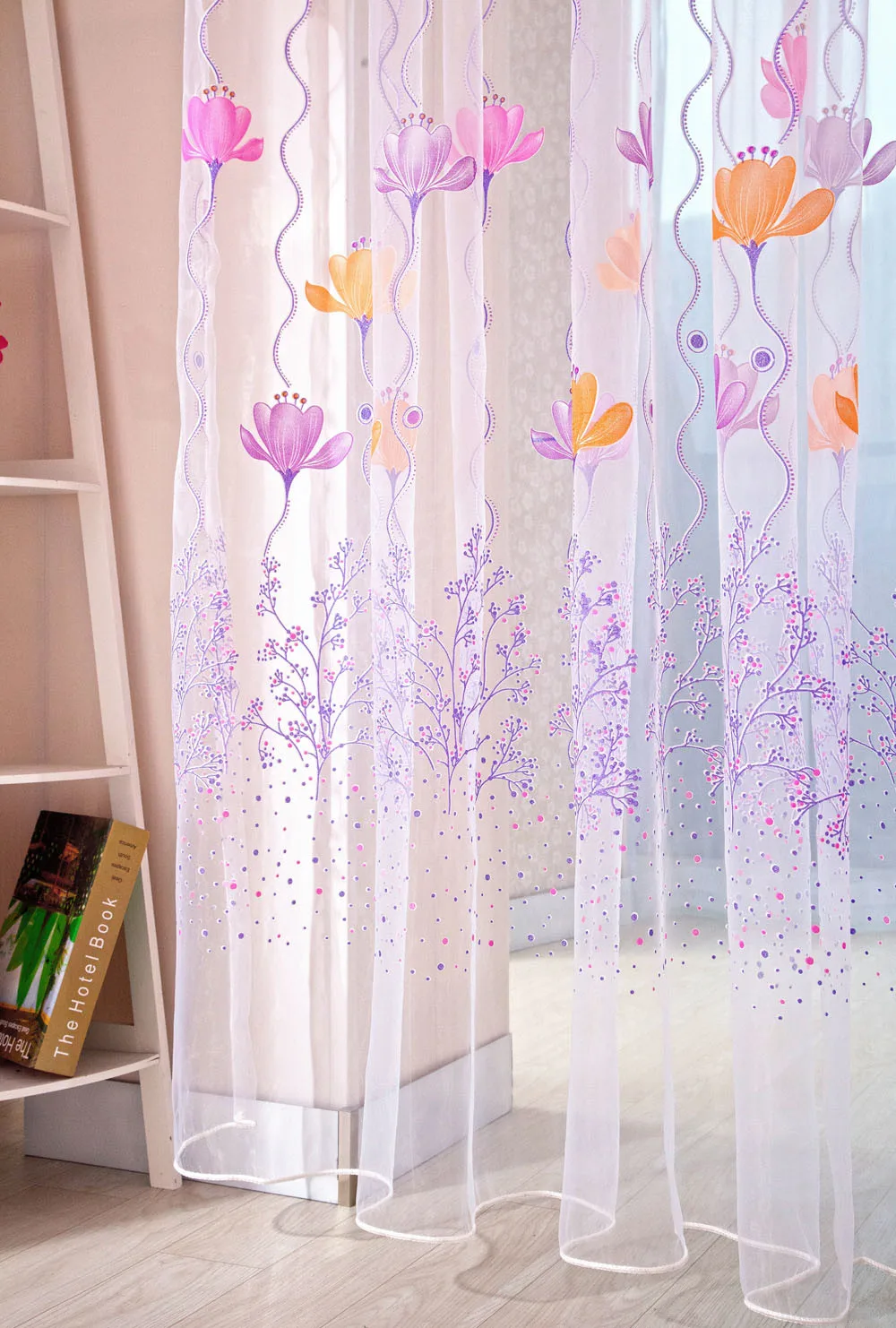 

Color lotus Curtain For Window Balcony Design Stitching Colors Voile Sheer White Drape Yarn Curtains for coffee shop z0404#G20