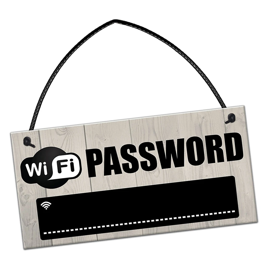 Wooden Wifi Password Hanging Sign Plaque Board Chalkboard for Home Restaurant Hanging